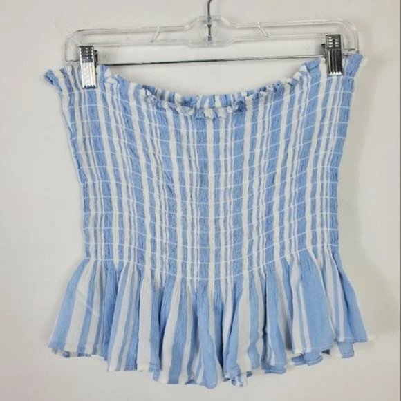 American Eagle Smocked Tube Top Womens Size L Ruffle Hem Festival Y2K Tube Top - Picture 2 of 3